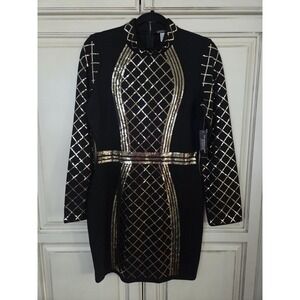 Venus Bodycon Dress Women's 12 Small Med Solid Gold Dancer Clubbing Gogo Abba